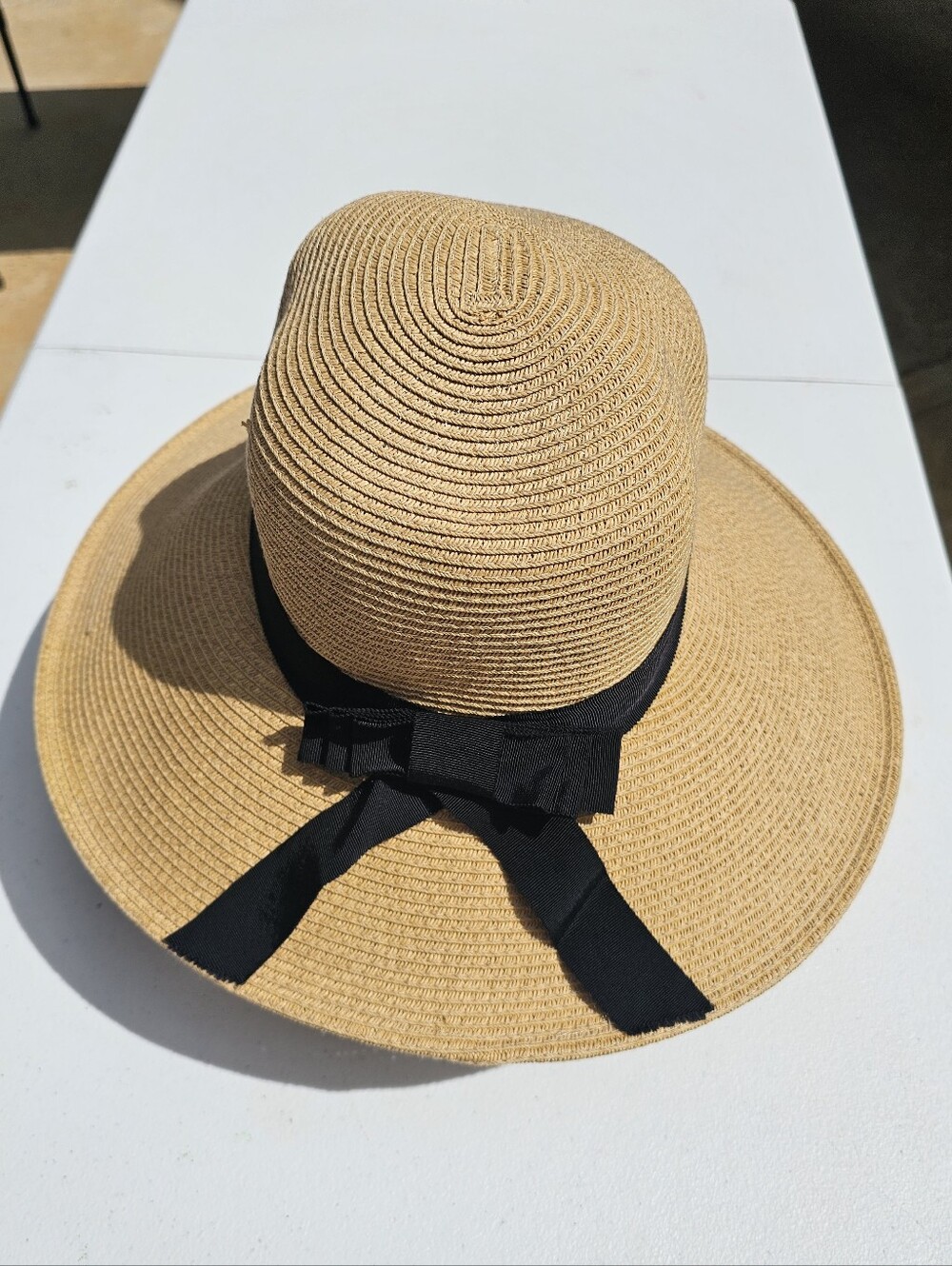 C.C. Adjustable Beach Hat With Black Bow